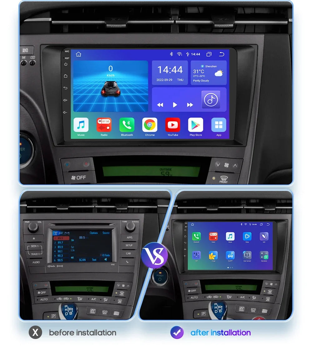 9" 2din Car Stereo Radio Video Multimedia Player for Toyota Prius 3 2009 - 2015 Android 13 Navigation GPS Autoradio 4G Head Unit