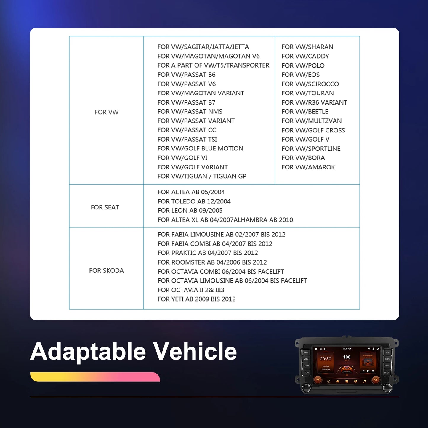 Podofo 4+64G 4Core Car Radio For VW/PASSAT/TOURAN/CADDY/BEETLE 2Din Car Stereo GPS Navigation Carplay Android Auto Car Audio