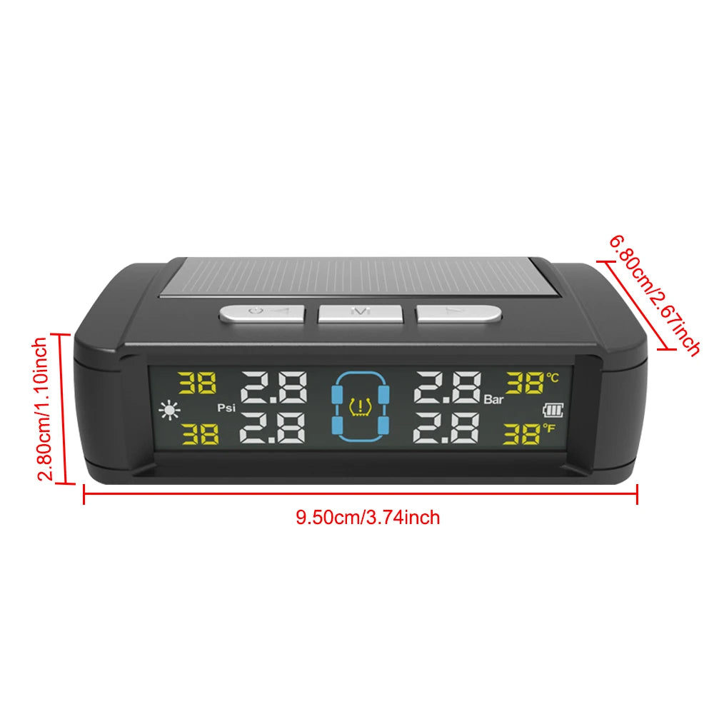 Solar Car RV Truck TPMS Tire Pressure Monitoring System With 4/6 External Sensors Wireless 180° Adjustable Bracket Waterproof