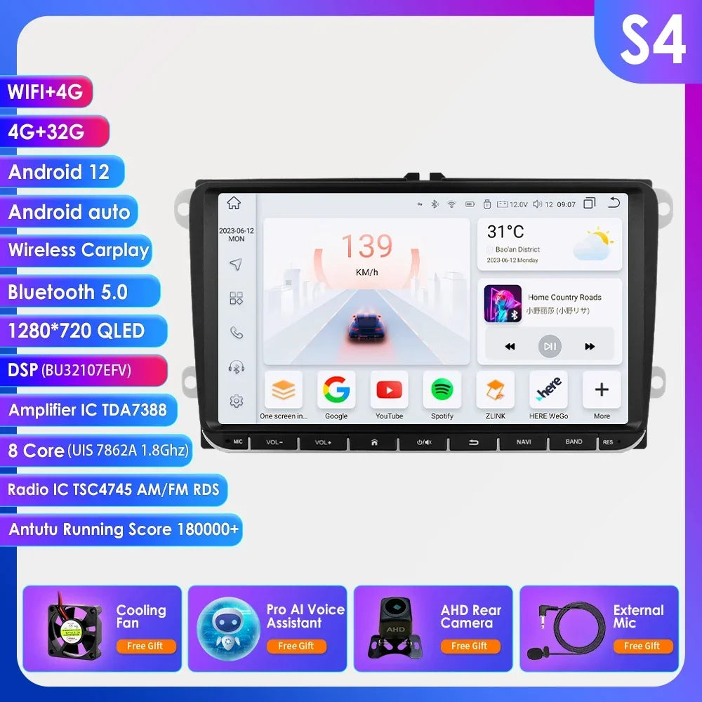 Auto Radio 2 Din Car GPS Multimedia GPS for VW Passat B6 T5 B7 B8 Golf 5 6 Caddy POLO T5 Touran Jetta Android Carplay DAB RDS BT