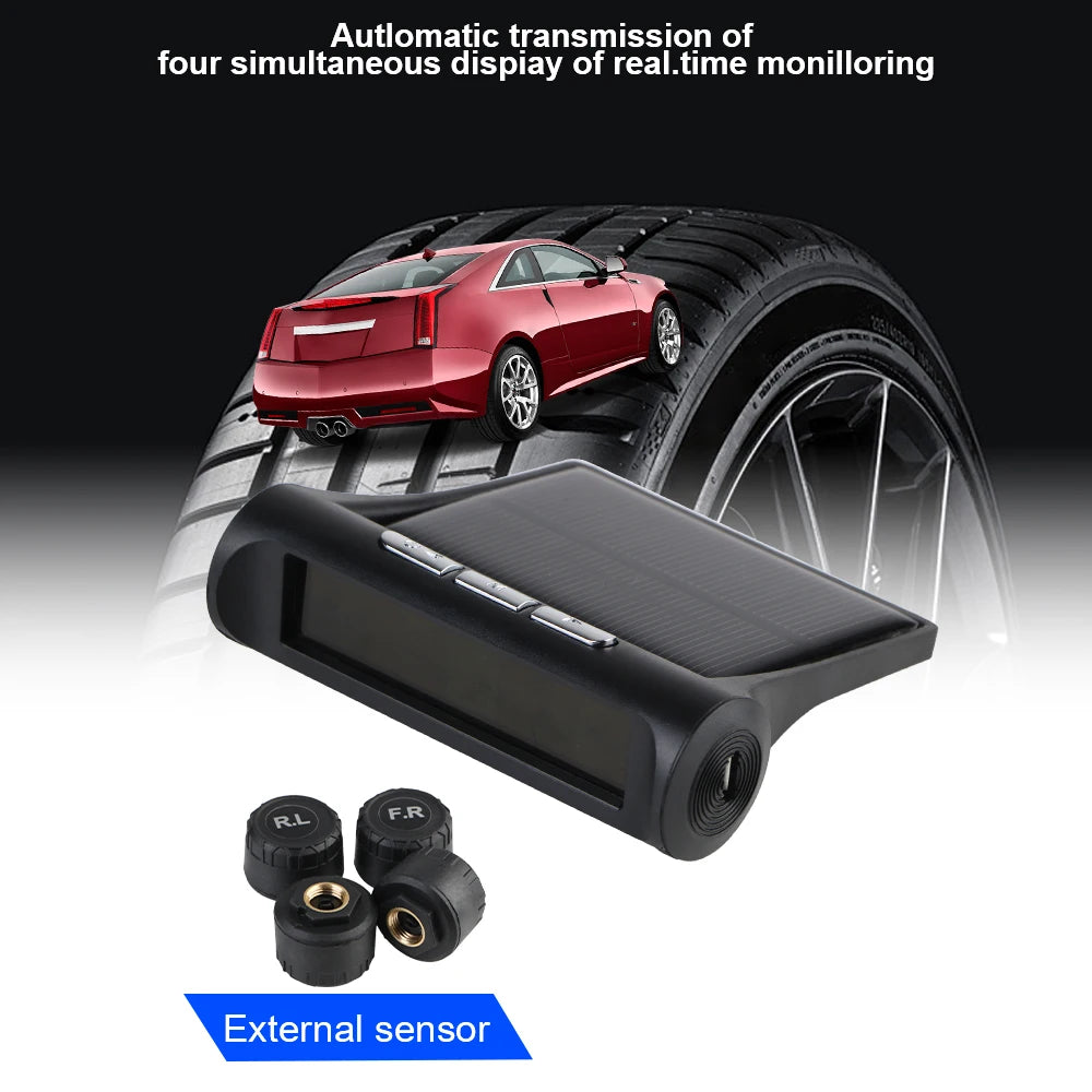 Solar Car RV Truck TPMS Tire Pressure Monitoring System With 4/6 External Sensors Wireless 180° Adjustable Bracket Waterproof