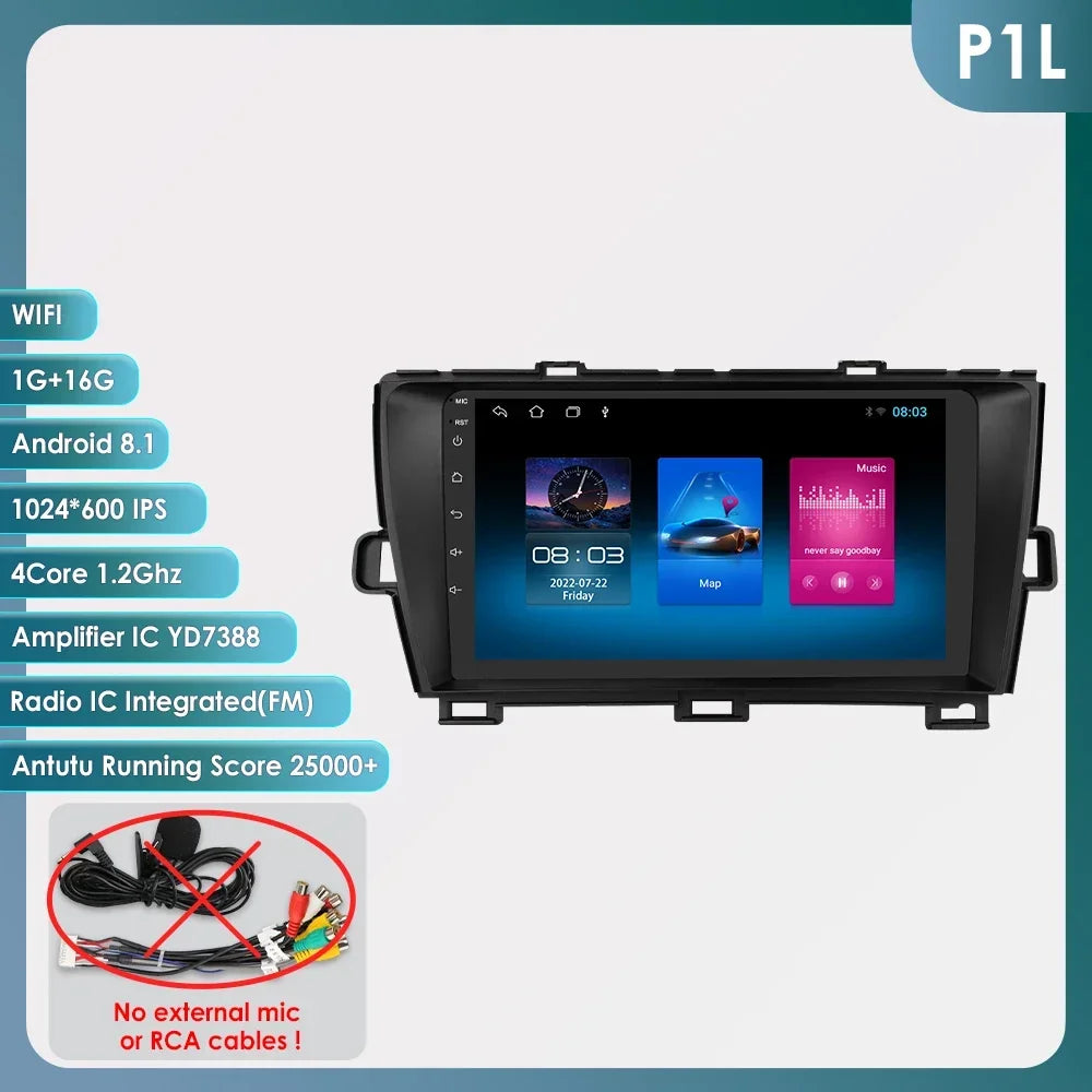 9" 2din Car Stereo Radio Video Multimedia Player for Toyota Prius 3 2009 - 2015 Android 13 Navigation GPS Autoradio 4G Head Unit