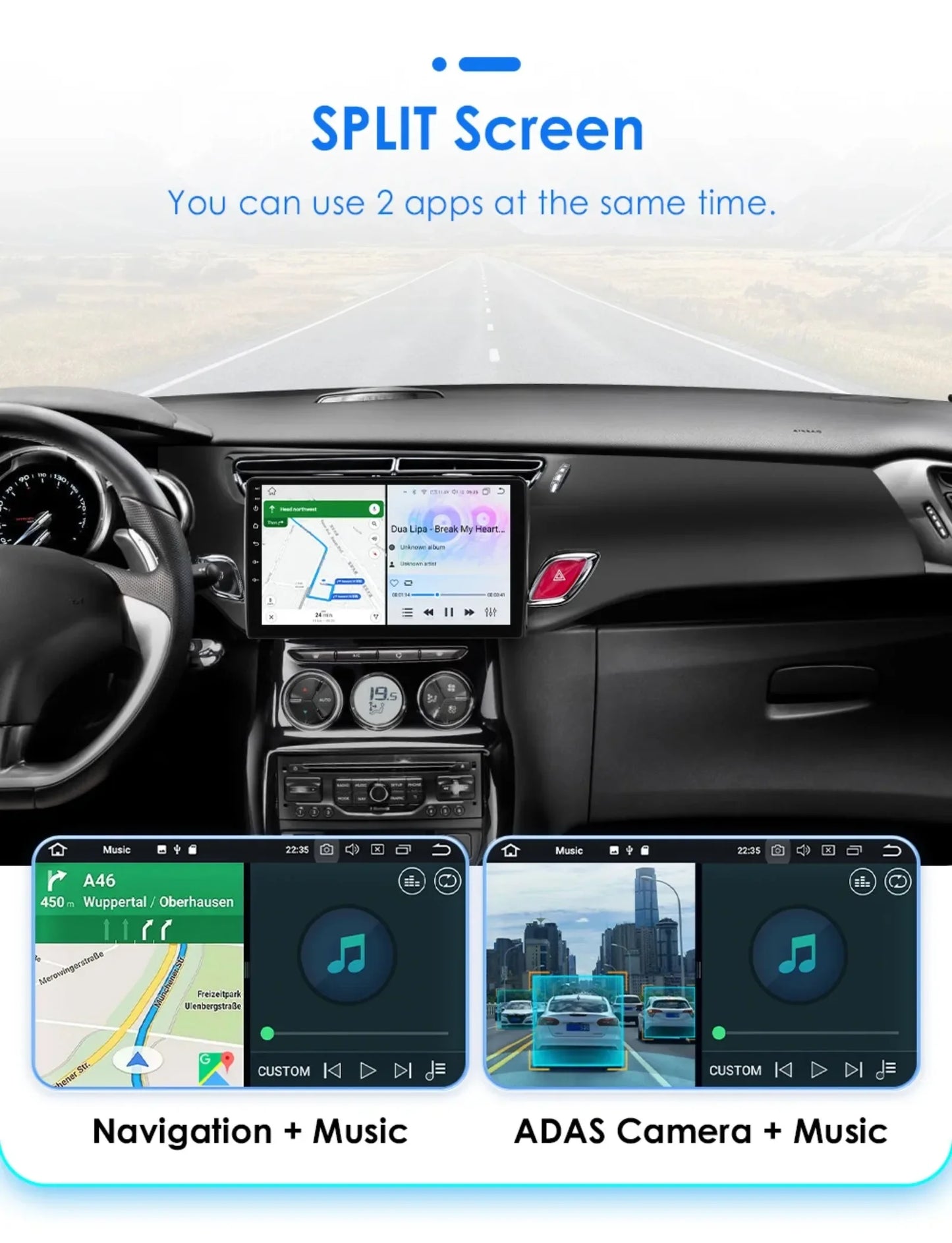 9" 2 Din Carplay Screen Android 13 Auto Radio for Citroen C3 DS3 2010 - 2016 Car Multimedia Player Navigation GPS RDS Stereo DSP