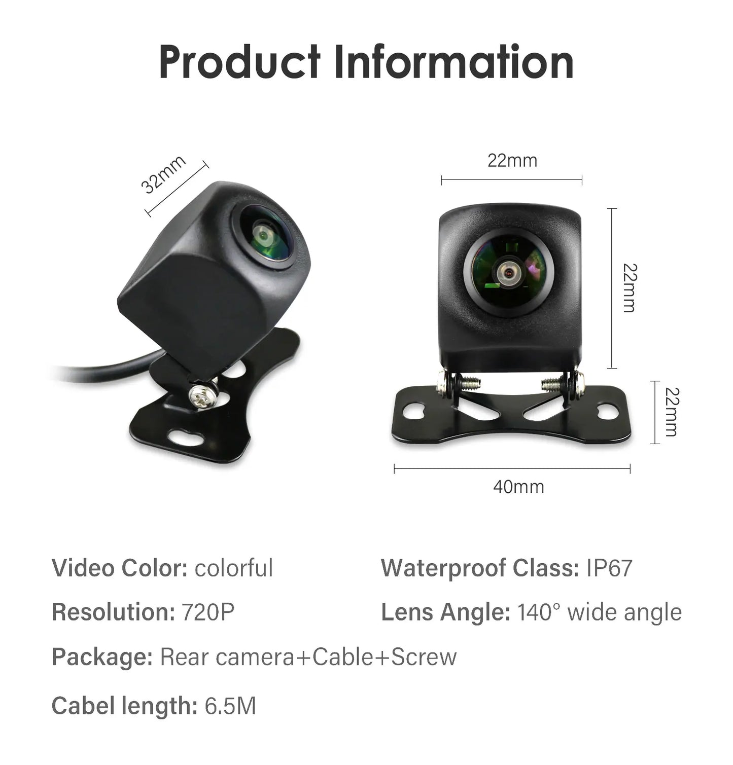 Hizpo 720P 1080P AHD Rear View Camera 140 ° 150 ° 170 ° Wide Angle Waterproof Night Vision Universal Reverse Parking Assistance