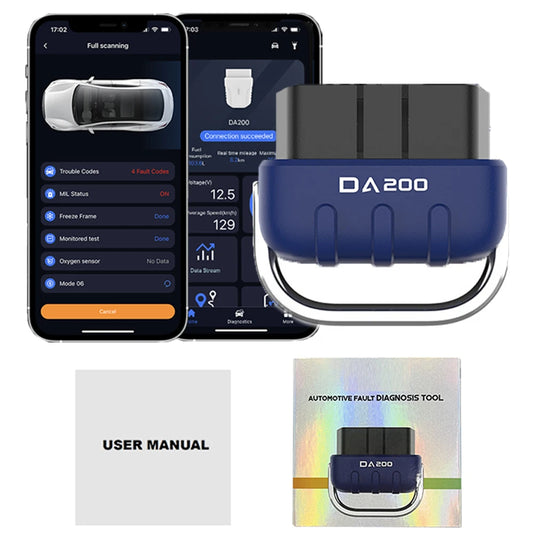 For DA200 OBD II Auto Fault Diagnosis Mode 6/8 Code Read Erase Bluetooth 4.0/5.4 OBD2 Scanner Free APP 25K80 Chip Battery Tester