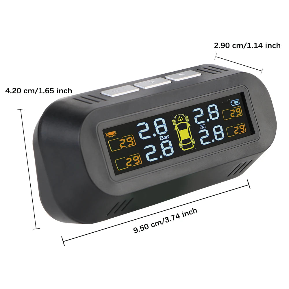 Solar Car RV Truck TPMS Tire Pressure Monitoring System With 4/6 External Sensors Wireless 180° Adjustable Bracket Waterproof