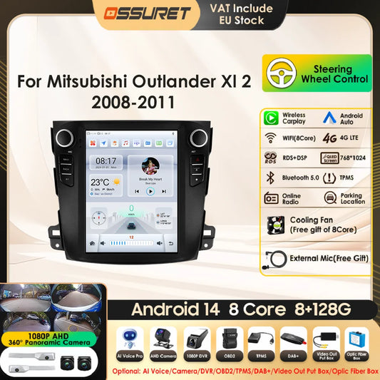 Android 13 Wireless Carplay GPS Stereo for Mitsubishi Outlander XI 2 2008 - 2011 9.7" Car Radio Multimedia Player 4G BT DSP 2din