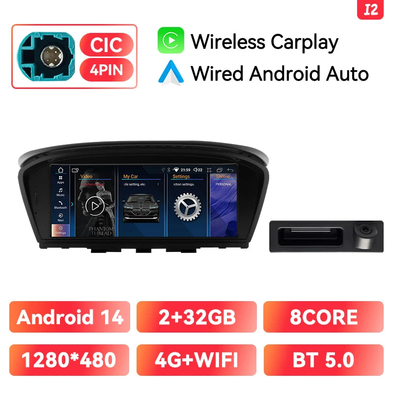 XONRICH 6GB 128GB Android 14 Car Radio For BMW 5Series E60 E61 E63 E64 E90 E91 E92 E93 CCC CIC Multimedia CarPlay GPS Navigation