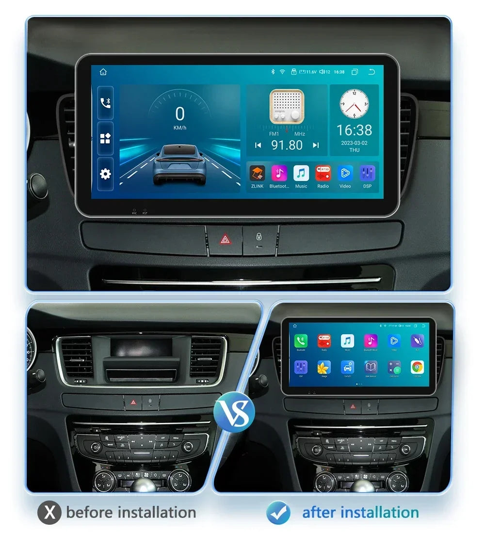 8G+128G for Peugeot 508 508SW 2011 - 2018 10.33'' Andorid 13 Auto Radio 2 Din Car Multimedia Player Carplay Screen GPS BT No DVD