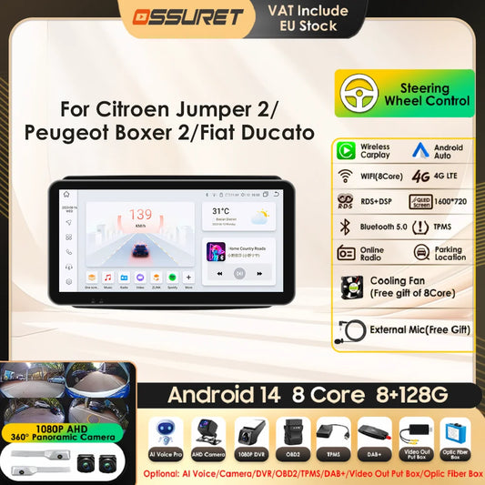 10.33" Car Intelligent System Android for Fiat Ducato 3 Citroen Jumper Peugeot Boxer 2 2006-2022 Radio Multimedia GPS Carplay 4G