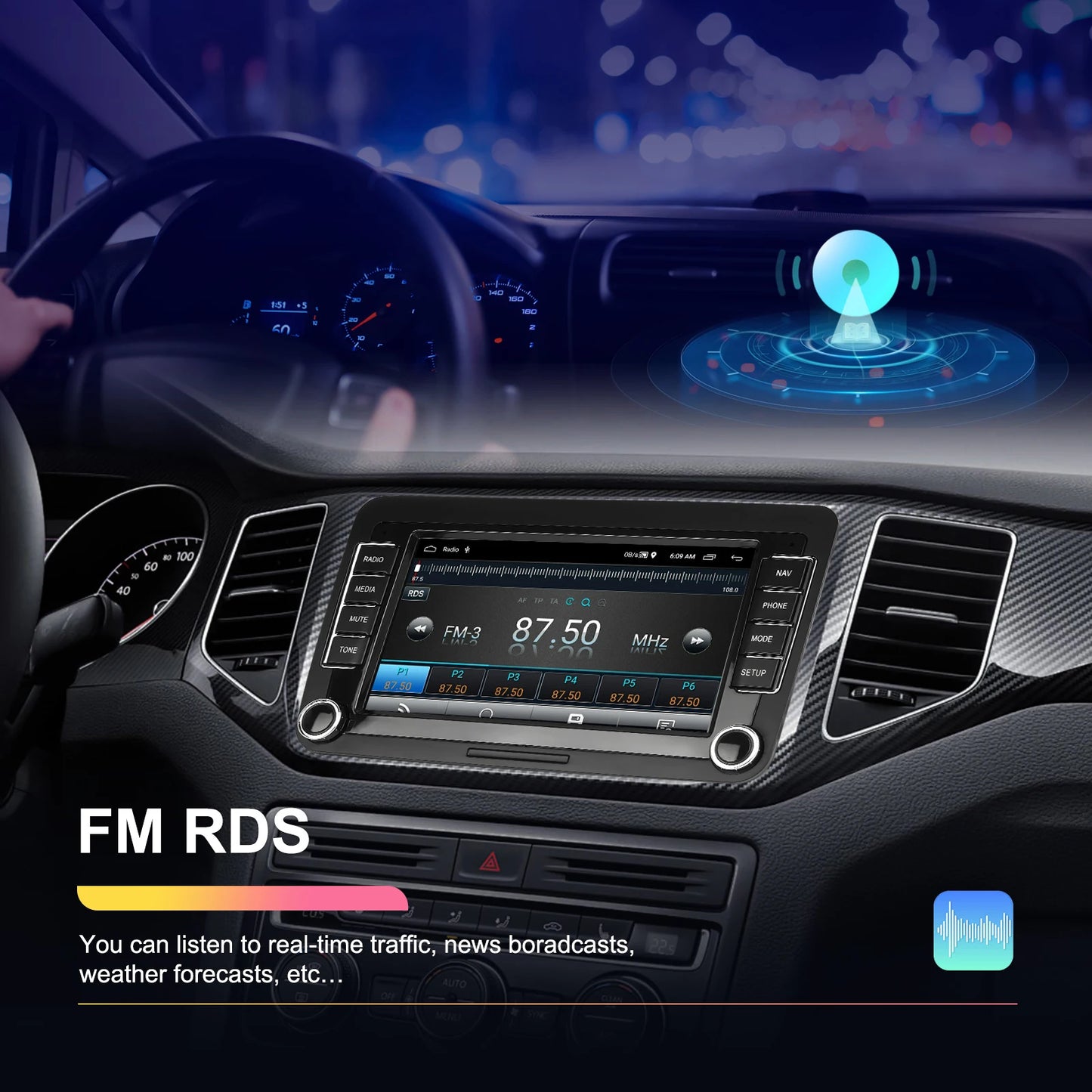 Podofo 4+64G 4Core Car Radio For VW/PASSAT/TOURAN/CADDY/BEETLE 2Din Car Stereo GPS Navigation Carplay Android Auto Car Audio