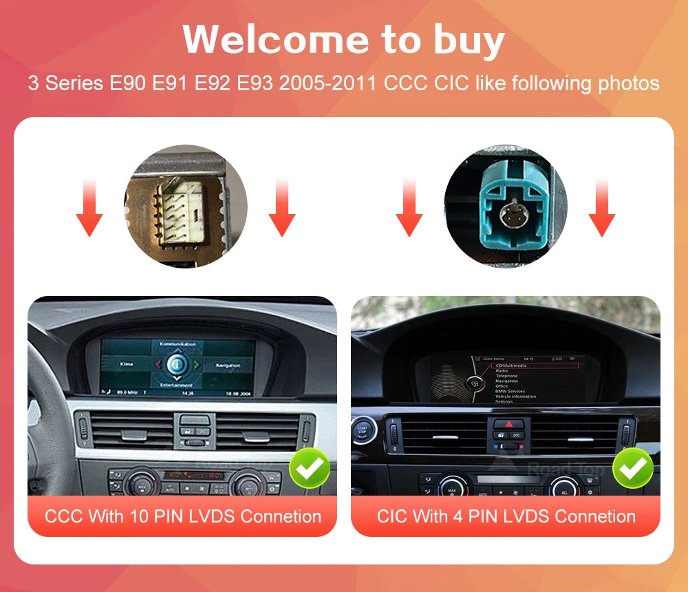 8.8"1920*720 Wireless CarPlay Android Auto Car Multimedia Display for BMW 3 Series E90 E91 E92 E93 5 Series E60 E61 Touch Screen
