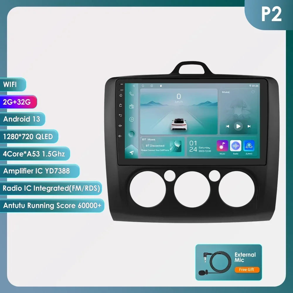 Android 13 Wireless Carplay for Ford Focus Exi MT 2 3 MK2 MK3 2004-2011 9" Car Radio Multimedia Player GPS Navi BT DSP 4G Stereo