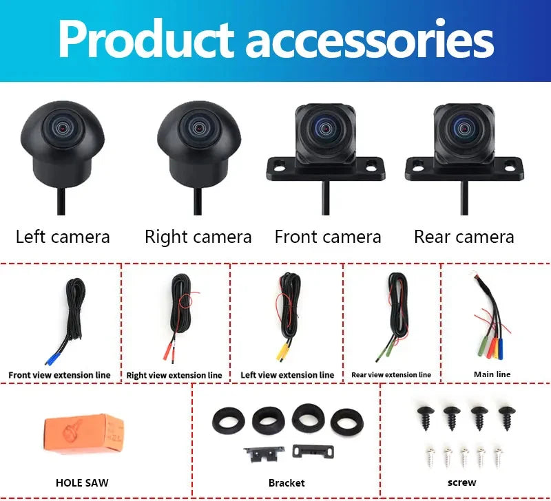 360° Panoramic Camera AHD1080P HD Rear / Front / Left / Right 360 Panoramic Accessories for Car android Radio multimedia