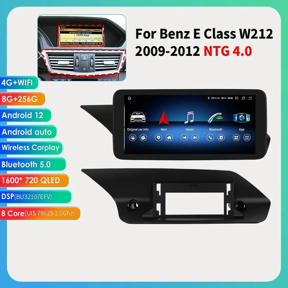 10.25" QLED for Mercedes Benz E-Class W212 E200 E230 E260 E300 S212 2009-2012 NTG 4.0 Carplay Android Car Multimedia Player DSP