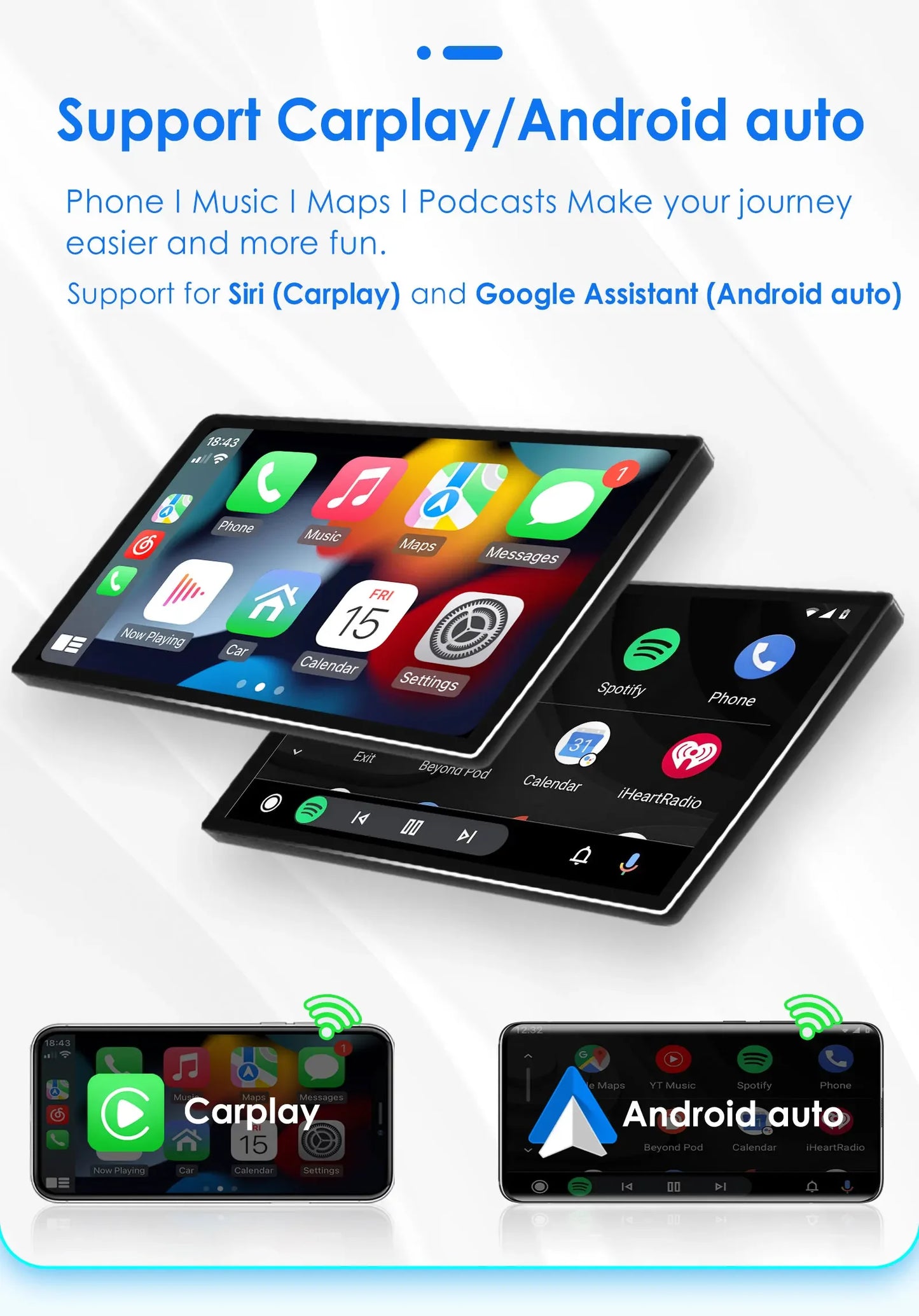 10.33" Wireless Carplay Android Auto for Ford Focus Mk2 2004-2011 Multimedia Player 2 Din Car Radio GPS Navigation BT RDS DSP 4G