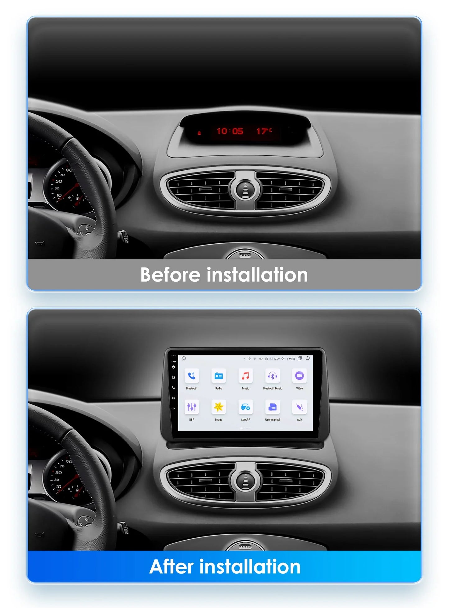 9" Wireless Carplay Radios Android Auto for Renault CLIO 3 2005 - 2014 Car Multimedia Video Player GPS Navi BT Stereo RDS 4G DSP