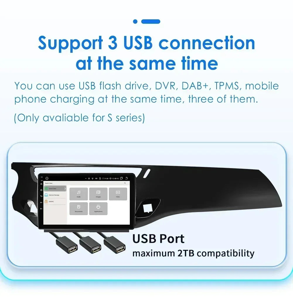9" 2 Din Carplay Screen Android 13 Auto Radio for Citroen C3 DS3 2010 - 2016 Car Multimedia Player Navigation GPS RDS Stereo DSP