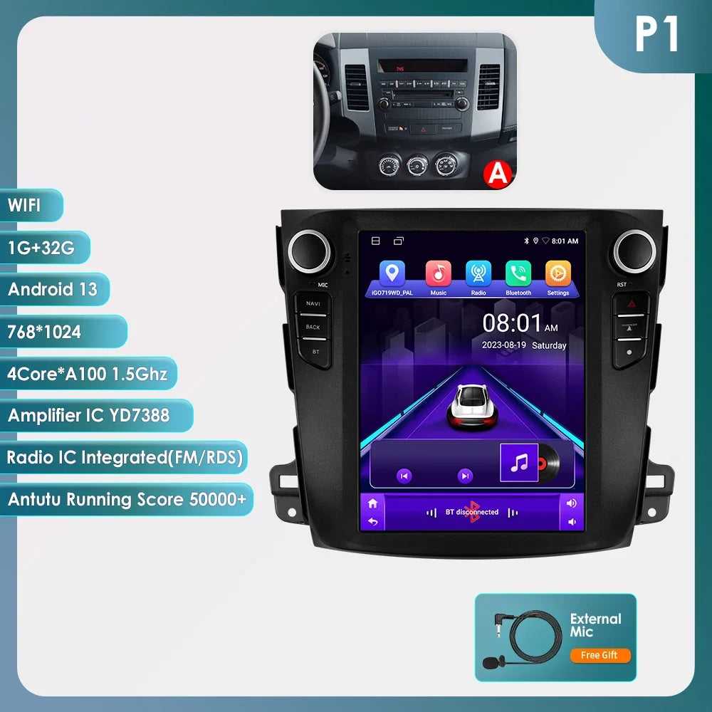 Android 13 Wireless Carplay GPS Stereo for Mitsubishi Outlander XI 2 2008 - 2011 9.7" Car Radio Multimedia Player 4G BT DSP 2din