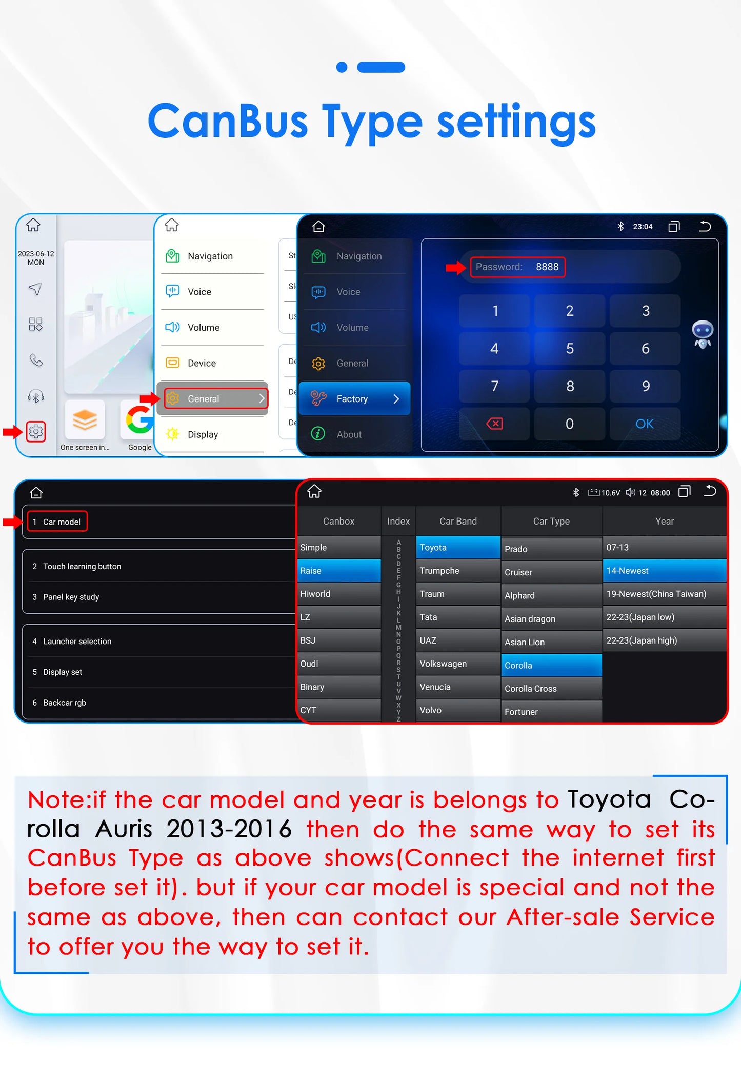 10.1" Android 14 Radio Car Multimedia 2 Din Wireless Carplay Android Auto for Toyota Corolla Auris 2013-2016 (Left Hand Driving)