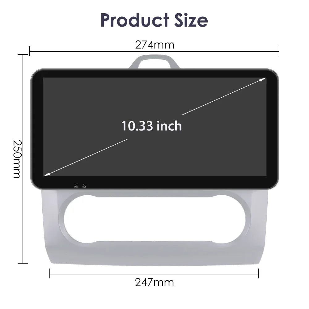 10.33" 2 Din Car Radio for Ford Focus Mk2 Carplay Android 13 Multimedia Video Player GPS Navigation Bluetooth Touch Screen RDS