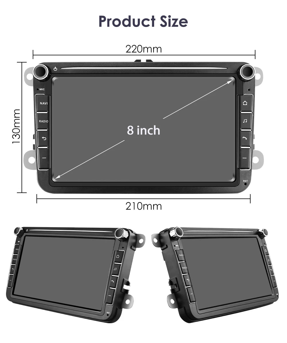 8'' 2Din Car Radio Android 13 for Volkswagen Golf 5 6 Polo Passat B6 B7 CC Skoda Jetta Universal Muiltmedia Carplay 4G Wifi GPS