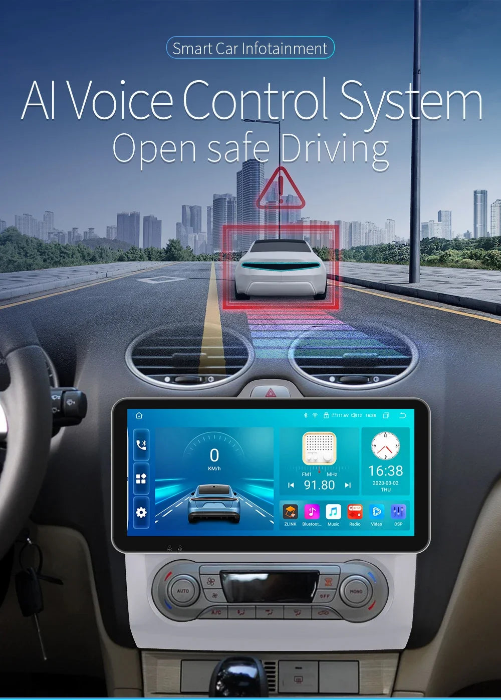 10.33" 2 Din Car Radio for Ford Focus Mk2 Carplay Android 13 Multimedia Video Player GPS Navigation Bluetooth Touch Screen RDS