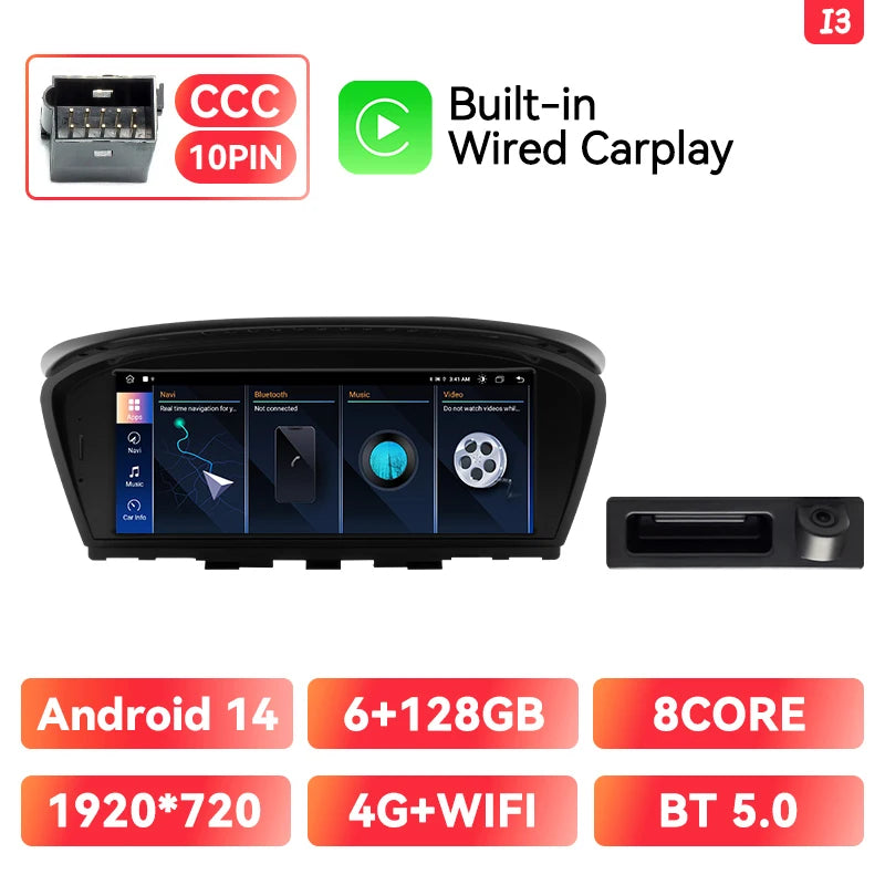 XONRICH 6GB 128GB Android 14 Car Radio For BMW 5Series E60 E61 E63 E64 E90 E91 E92 E93 CCC CIC Multimedia CarPlay GPS Navigation