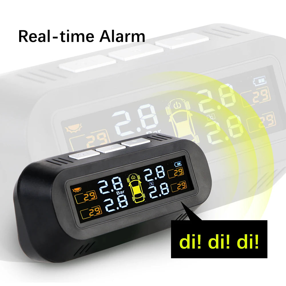 Solar Car RV Truck TPMS Tire Pressure Monitoring System With 4/6 External Sensors Wireless 180° Adjustable Bracket Waterproof