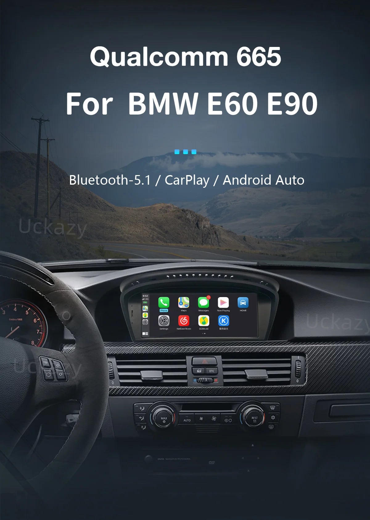 Uckazy AutoRadio Android 14 For BMW Series 5/3 E60 E61 E62 E63 E90 E91 Multimedia CIC CCC GPS Navigation Head Unit Stereo Audio Screen