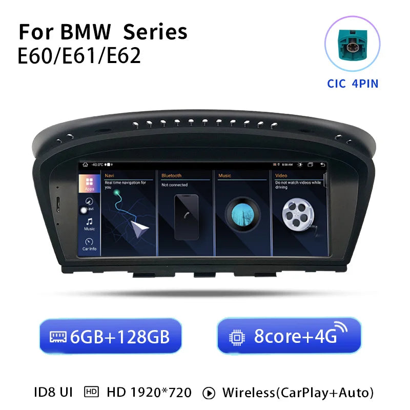 Uckazy AutoRadio Android 14 For BMW Series 5/3 E60 E61 E62 E63 E90 E91 Multimedia CIC CCC GPS Navigation Head Unit Stereo Audio Screen