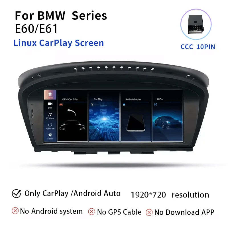 Uckazy AutoRadio Android 14 For BMW Series 5/3 E60 E61 E62 E63 E90 E91 Multimedia CIC CCC GPS Navigation Head Unit Stereo Audio Screen