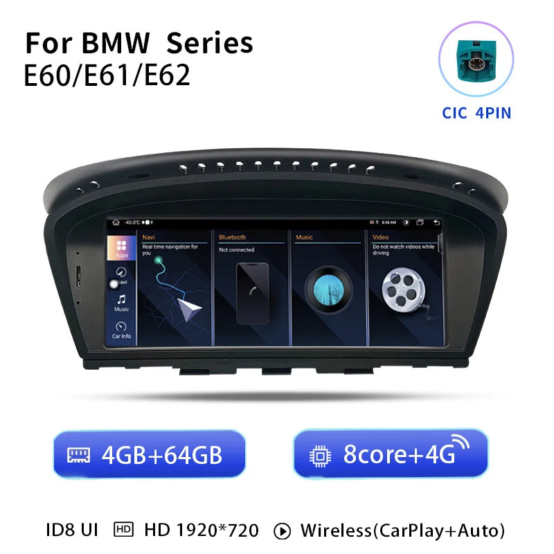 Uckazy AutoRadio Android 14 For BMW Series 5/3 E60 E61 E62 E63 E90 E91 Multimedia CIC CCC GPS Navigation Head Unit Stereo Audio Screen