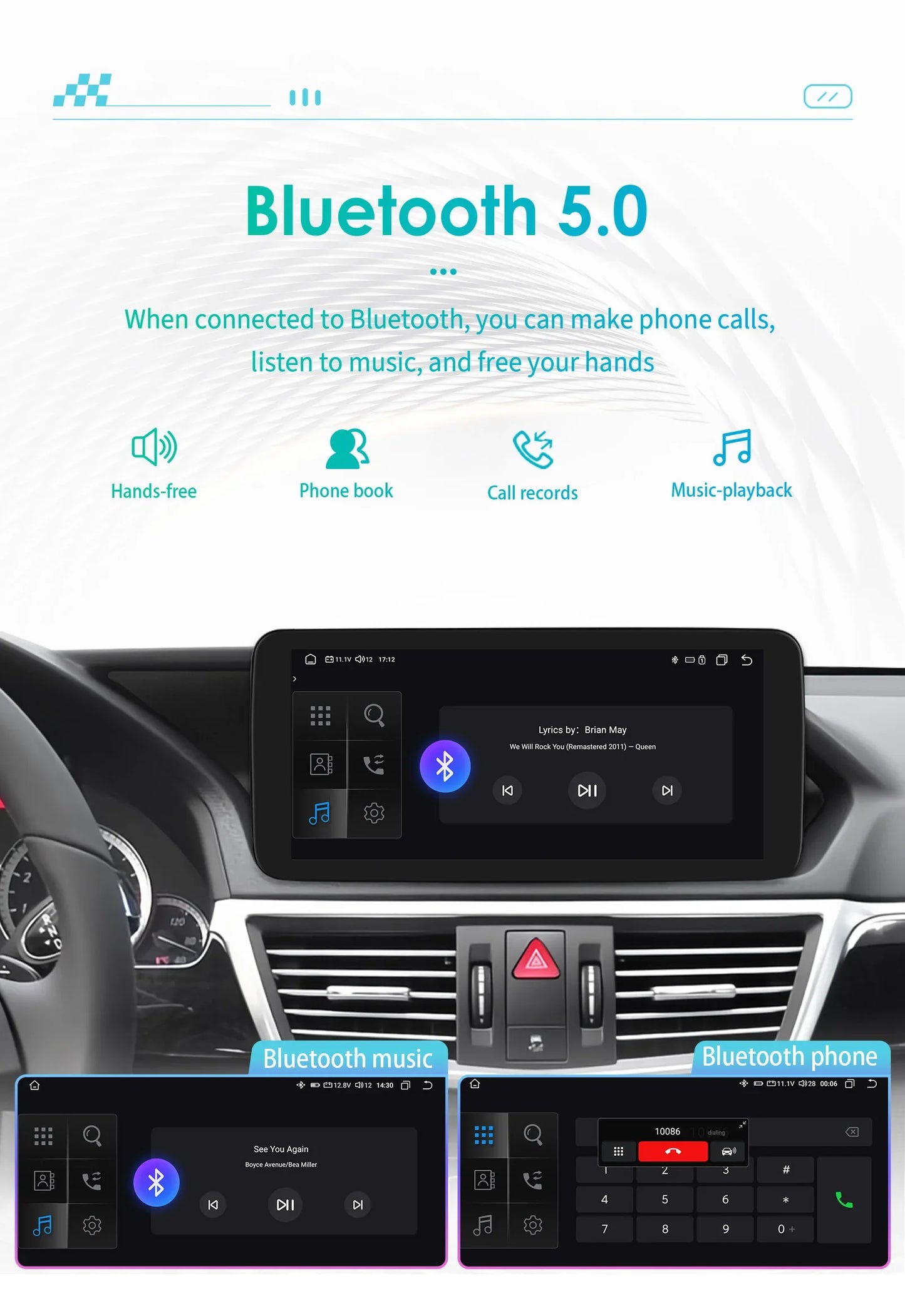 10.25" QLED for Mercedes Benz E-Class W212 E200 E230 E260 E300 S212 2009-2012 NTG 4.0 Carplay Android Car Multimedia Player DSP