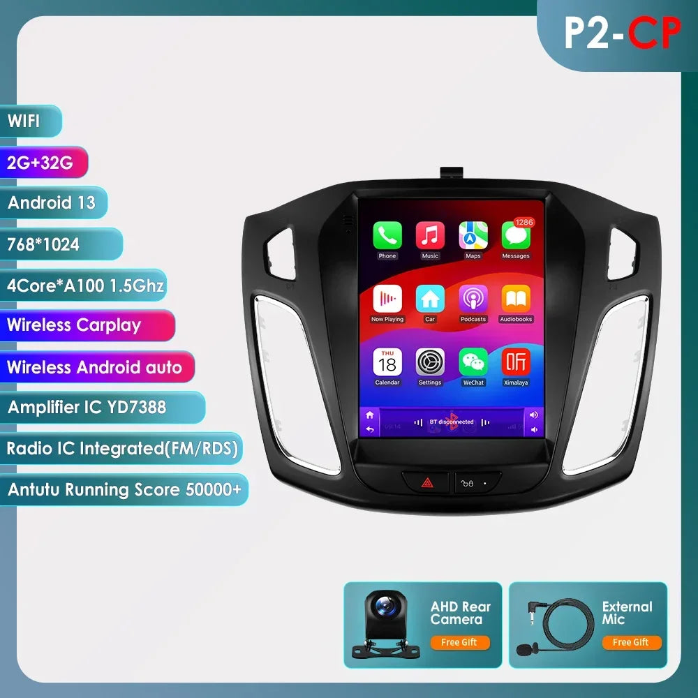 Android 13 Radio Car Multimedia 2Din Wireless Carplay Android Auto for Ford Focus 3 Mk 3 2011-2019 Support OBD DAB RDS BT GPS 4G