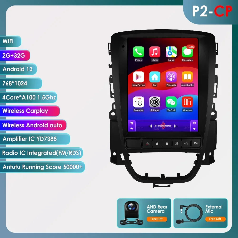 Android 14 Wireless Carplay GPS Navi Stereo for Opel Astra J Buick Verano 2009-2015 9.7" Car Radio Multimedia Player 4G BT 2 Din