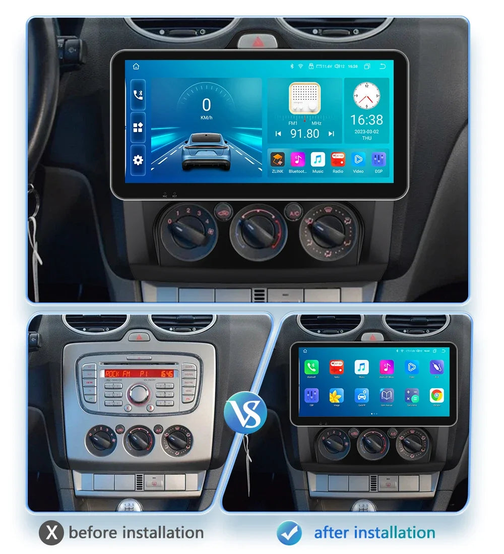 10.33" Wireless Carplay Android Auto for Ford Focus Mk2 2004-2011 Multimedia Player 2 Din Car Radio GPS Navigation BT RDS DSP 4G