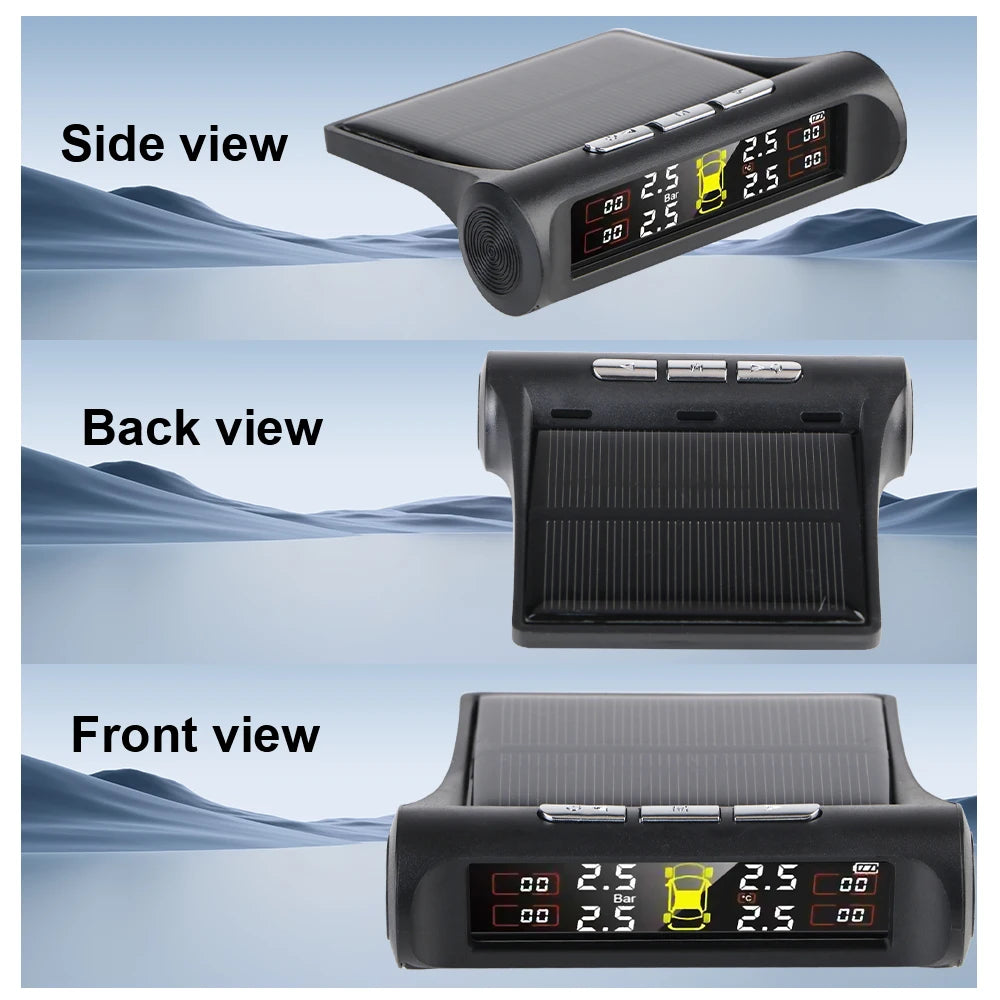 Solar Car RV Truck TPMS Tire Pressure Monitoring System With 4/6 External Sensors Wireless 180° Adjustable Bracket Waterproof