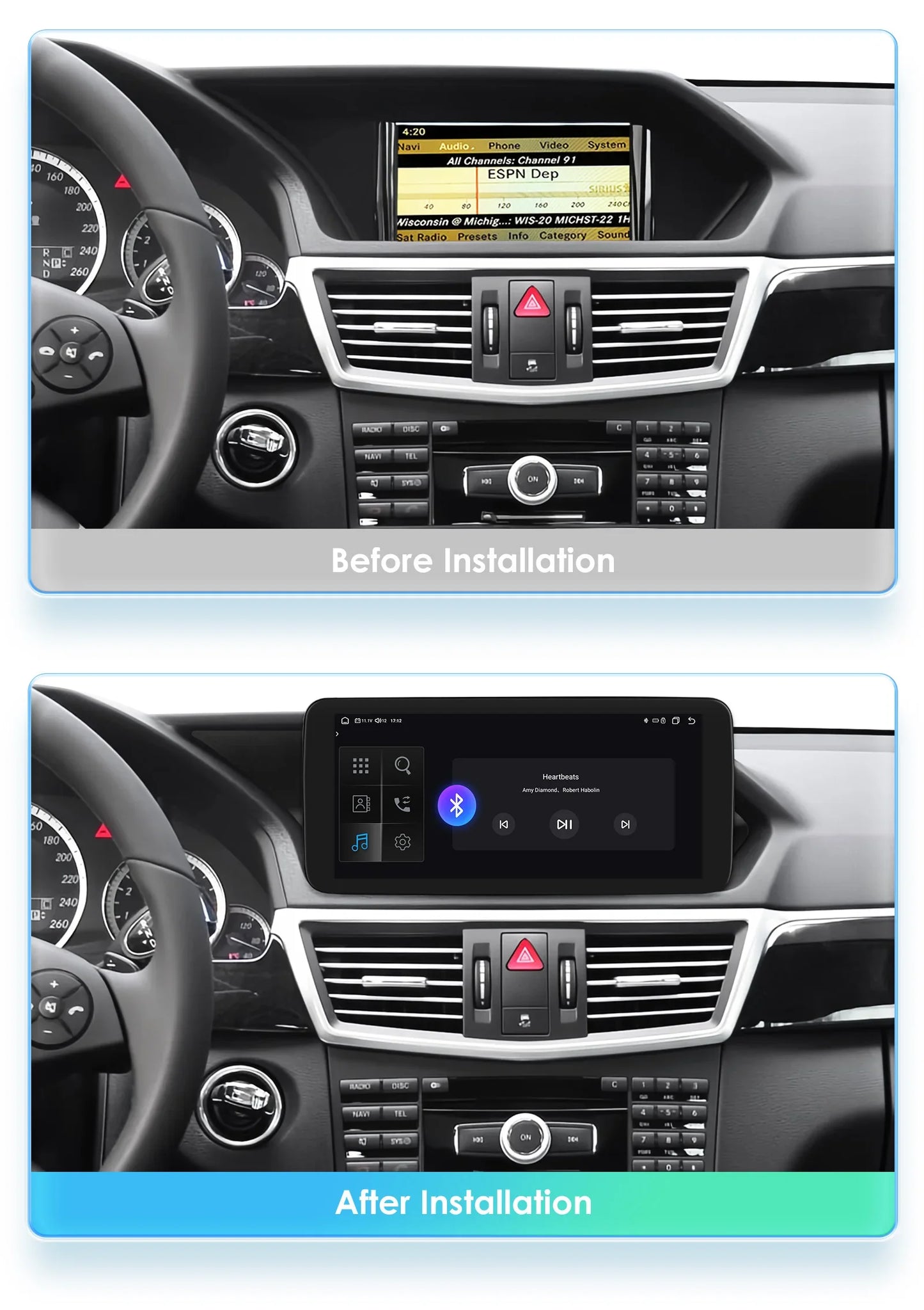 10.25" QLED for Mercedes Benz E-Class W212 E200 E230 E260 E300 S212 2009-2012 NTG 4.0 Carplay Android Car Multimedia Player DSP