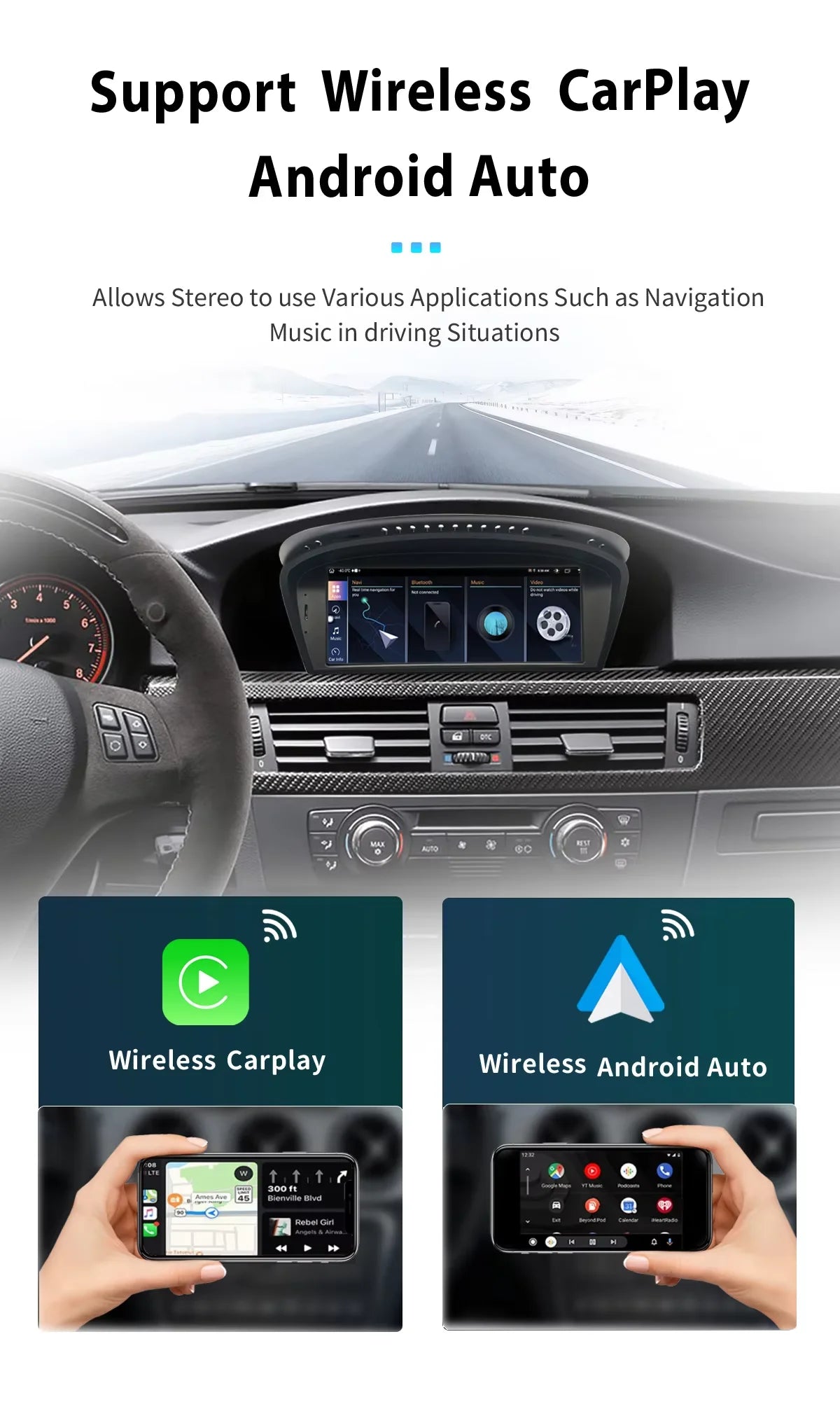 Uckazy AutoRadio Android 14 For BMW Series 5/3 E60 E61 E62 E63 E90 E91 Multimedia CIC CCC GPS Navigation Head Unit Stereo Audio Screen
