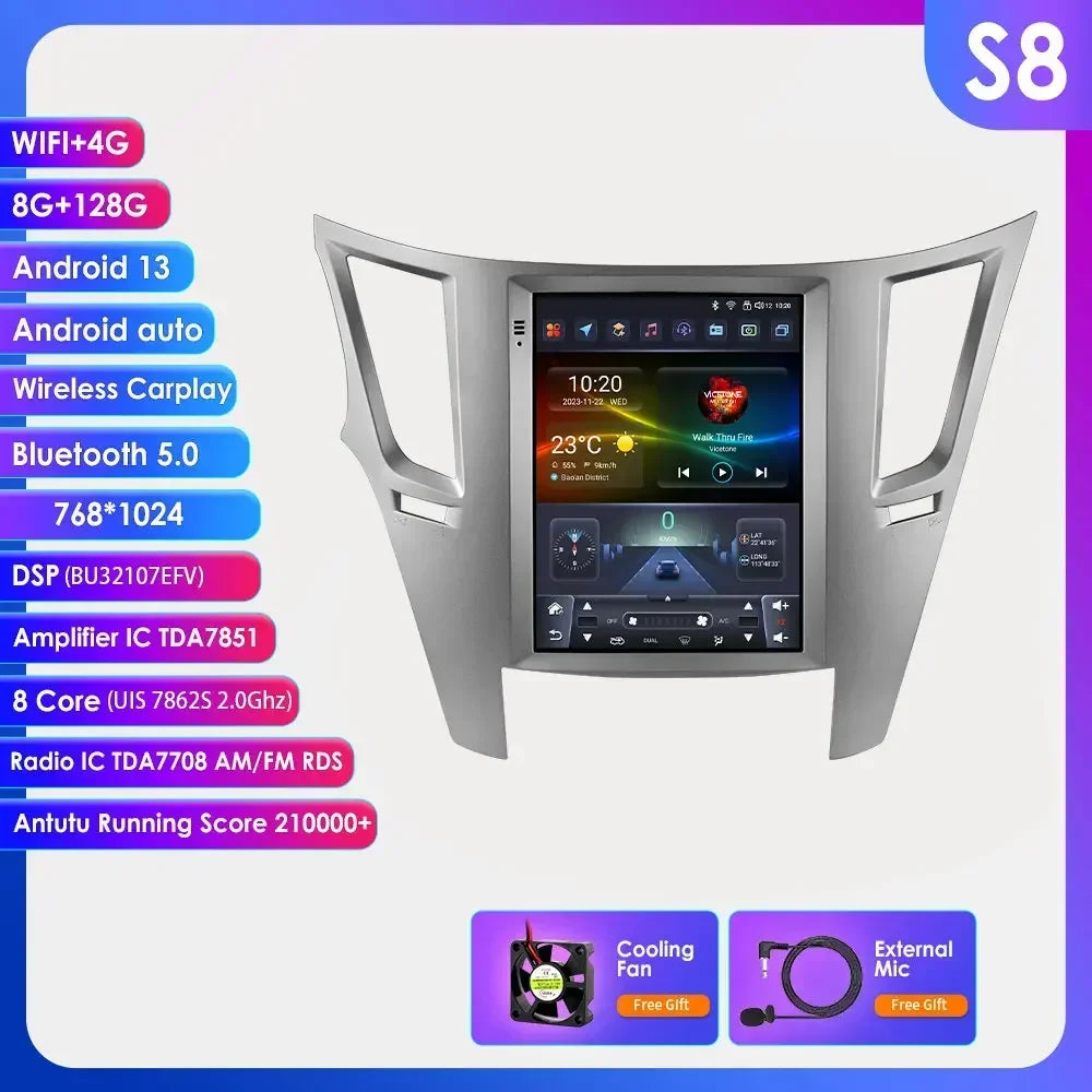 9.7" Android 13 Wireless Carplay  for Subaru Outback Impreza Legacy 2009-2014 GPS Stereo Car Radio Multimedia Player 4G BT 2 Din