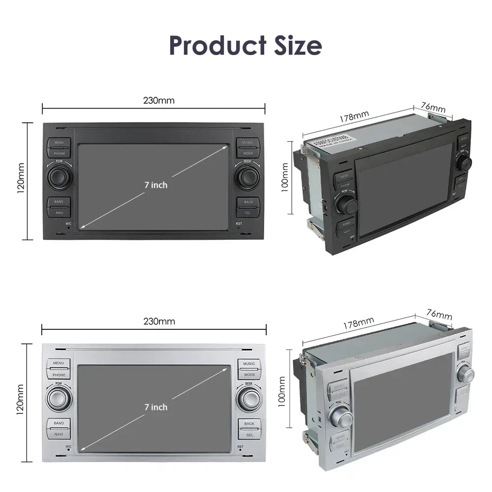 2din Carplay Android Car Radio Multimedia Player for Ford Mondeo Fiesta S-max Focus Galaxy Transit Fusion Connect Kuga GPS NOCAN