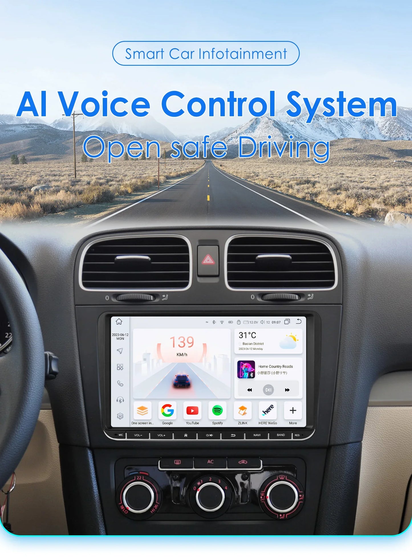 9" Radio 2din Android 14 Auto Carplay Car Multimedia Player for VW Volkswagen Golf Polo Tiguan Passat B7 B6 SEAT Leon 4G RDS BT