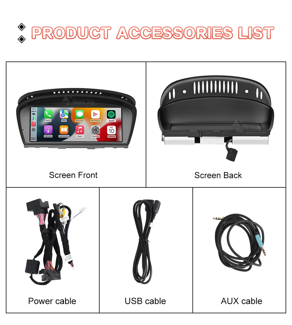 8.8"1920*720 Wireless CarPlay Android Auto Car Multimedia Display for BMW 3 Series E90 E91 E92 E93 5 Series E60 E61 Touch Screen
