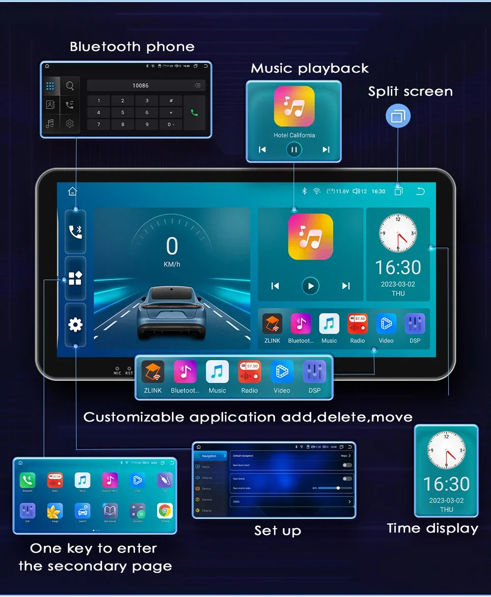 10.33" 2 Din Car Radio for Ford Focus Mk2 Carplay Android 13 Multimedia Video Player GPS Navigation Bluetooth Touch Screen RDS