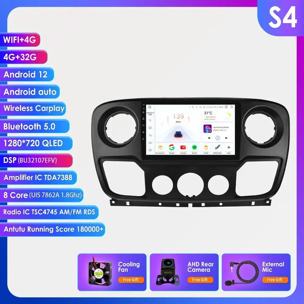 Car Multimedia Player Navigation Radio for Nissan NV400 2010-2019 for Opel Movano 2010-2019 for Renault Master lll 3 2011-2021