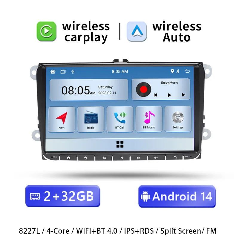 Android 14 For VW Passat B6 B7 CC T5 Amarok Volksagen Skoda Octavia2 Tiguan Seat Leon 2 Golf 56 Radio Multimedia Screen Carplay