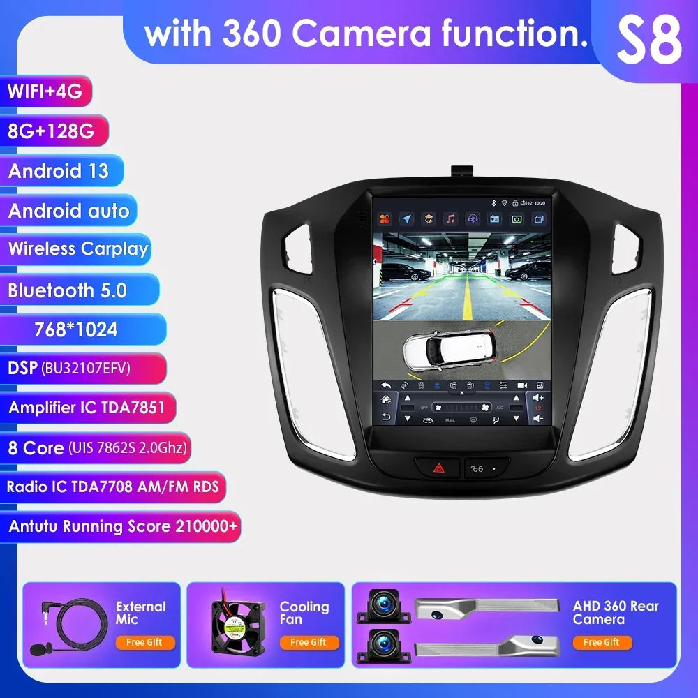 Android 13 Radio Car Multimedia 2Din Wireless Carplay Android Auto for Ford Focus 3 Mk 3 2011-2019 Support OBD DAB RDS BT GPS 4G