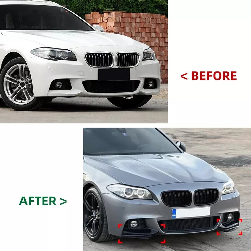 Front Bumper Lip Splitter Spoiler For BMW F10 F11 M Sport 5 Series 520i 530i 2011-2017 1Pair Diffuser Body Kits Tuning