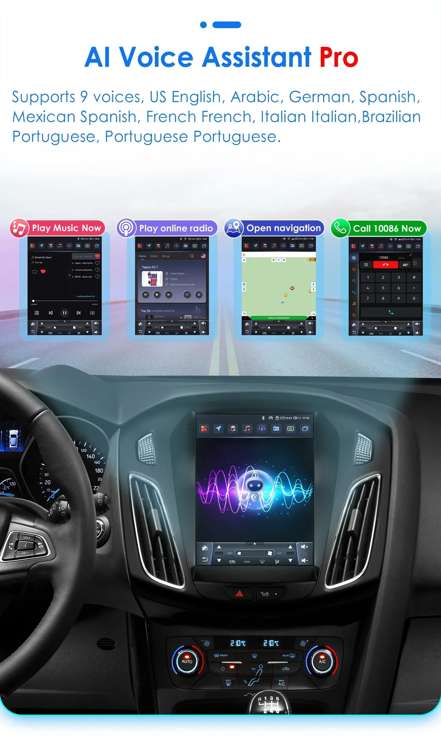 Android 13 Wireless Carplay GPS Stereo for Ford Focus 3 MK 3 2011-2019 2 Din 9.7" Car Radio Multimedia Player 4G Touch Screen BT